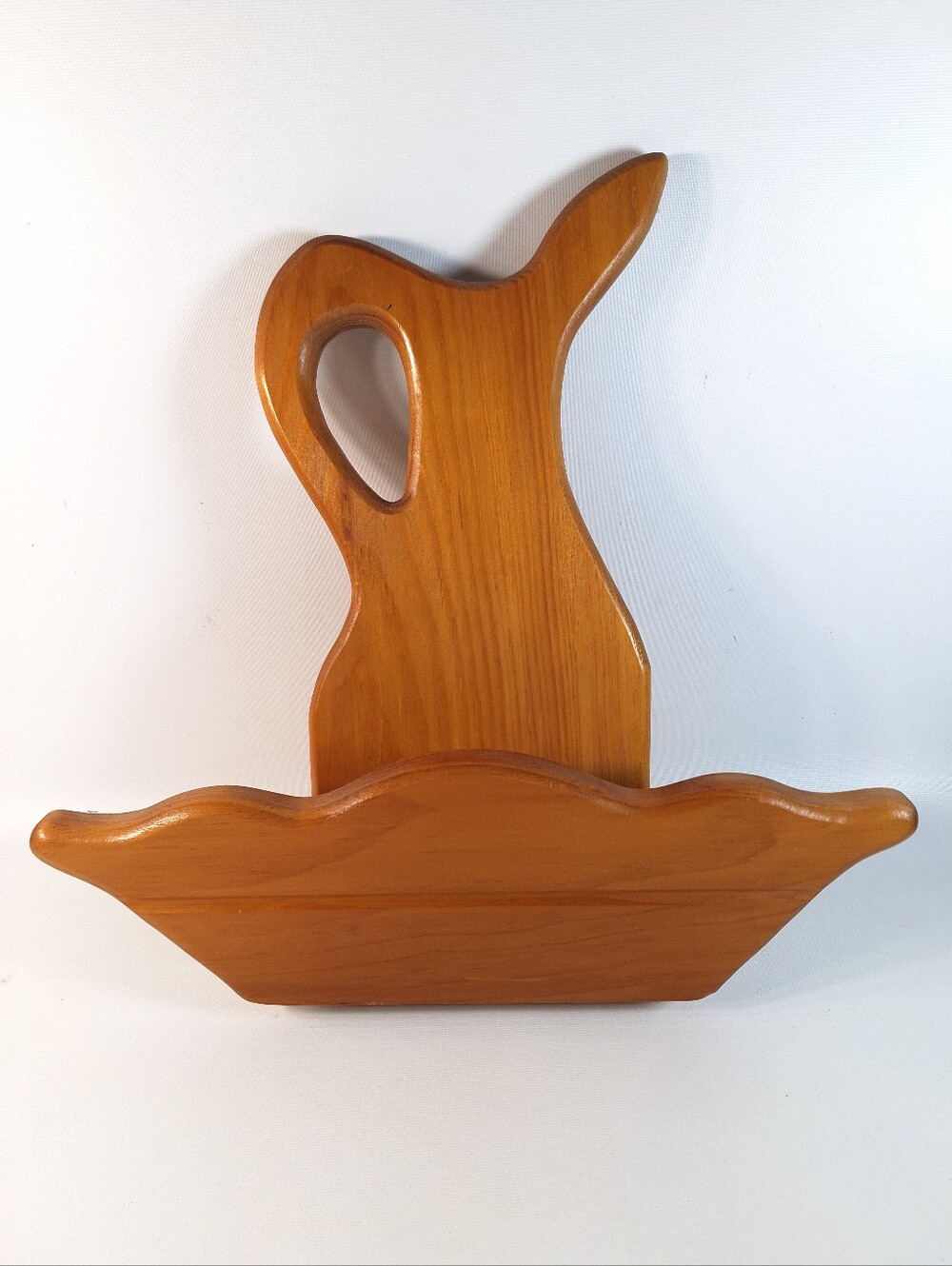 Vintage Pitcher Bowl Shaped Wall Pocket Decorative Wood Hanging Floral Decor